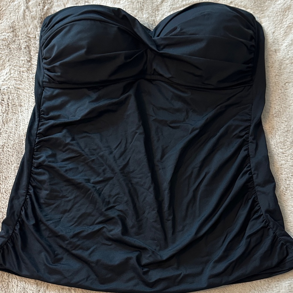 Anne Cole Black Strapless Bandeau Tankini in Size XL